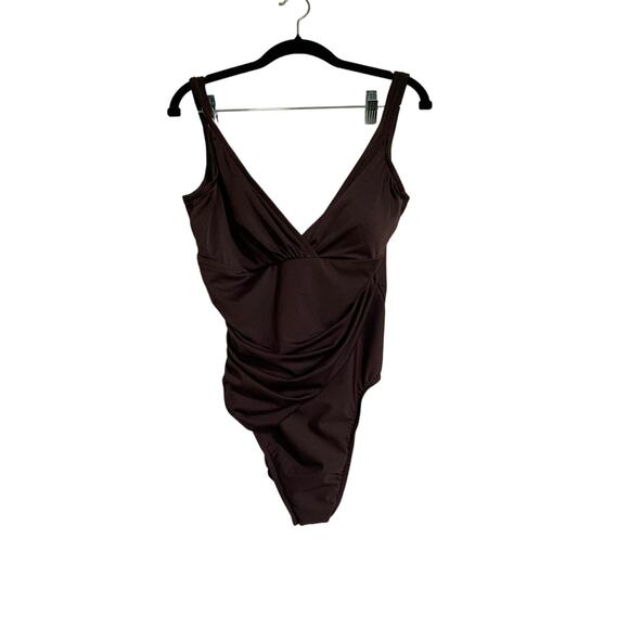 Trimshaper Brown One Piece Size 14 Womens Swimwear Plus Size Tummy Control - Picture 1 of 8